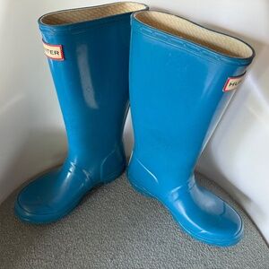 Hunter Original Kids Gloss Rain Boots  Teal Blue
